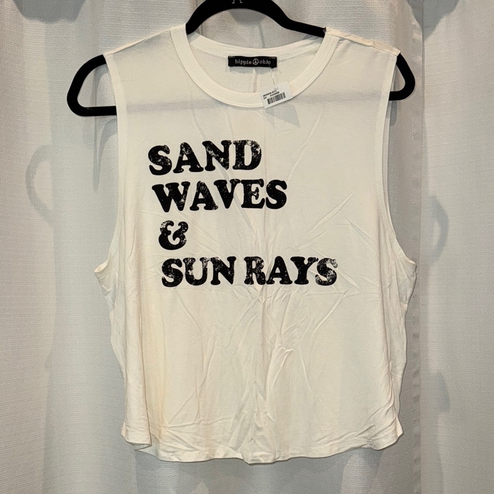 Hippie Chic White Crop Tee Sleeveless -  XL - NWT